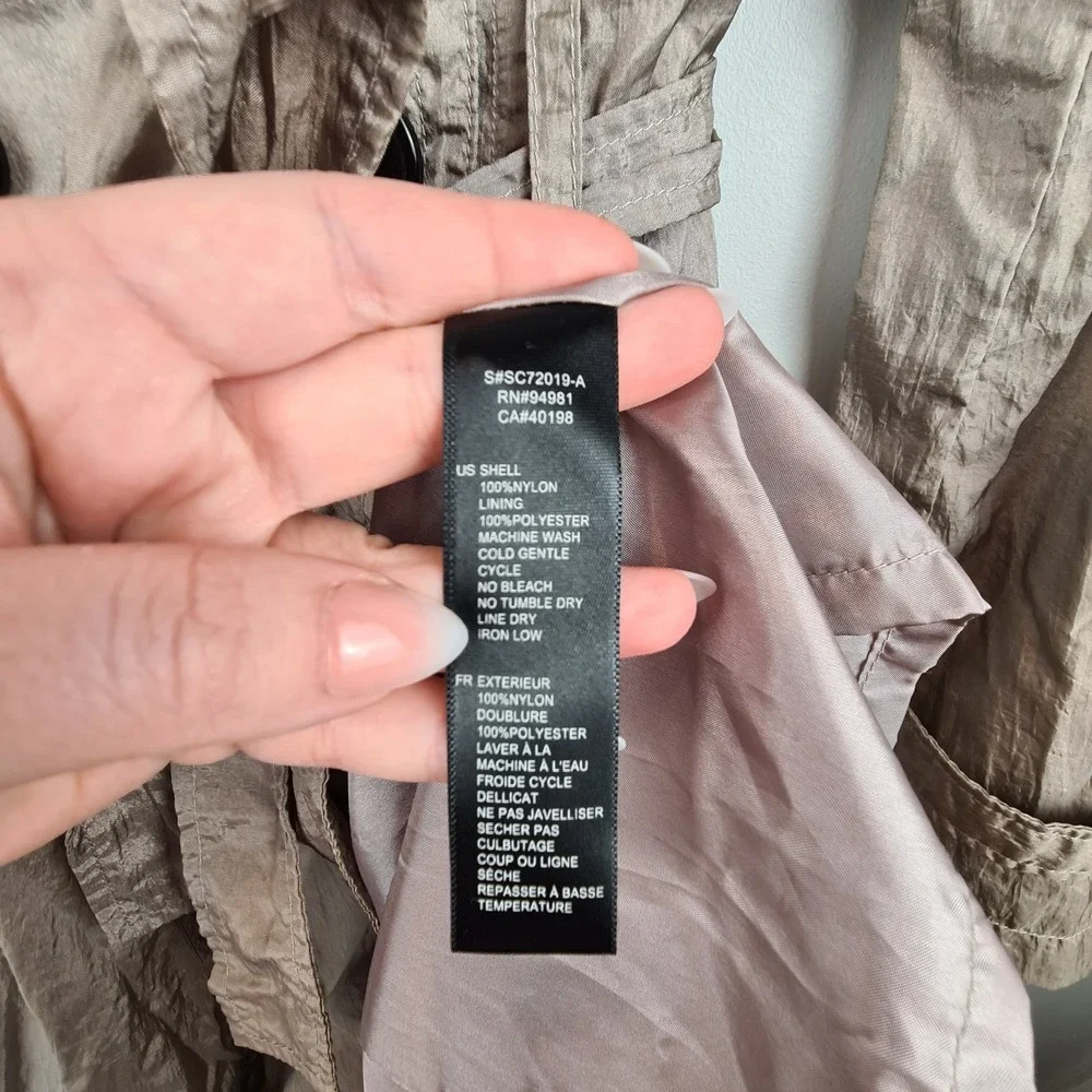 VTG Y2K Forever 21 Trench Coat Dress Double Breasted Shimmer Beige M Belted‎